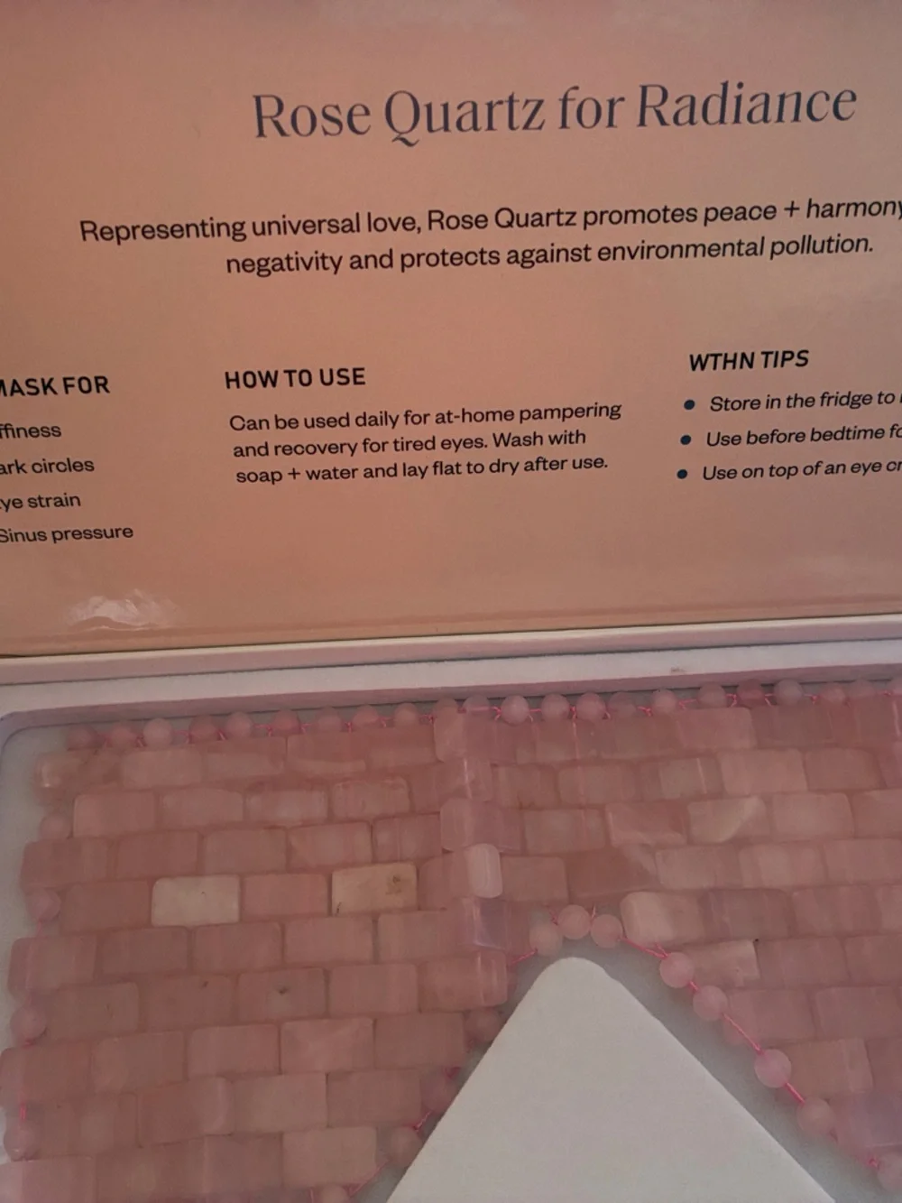 Rose Quartz Facial Mask - Soothing Pink Crystal Eye & Face Mask
